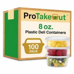 ProTakeOut, [8 oz] Heavy-Duty PP Deli Containers with Lids – 100 Sets  | Microwave & Freezer Safe | Durable, Leak-Resistant & Reusable | Ideal for Food Storage, Meal Prep, Restaurants & Catering