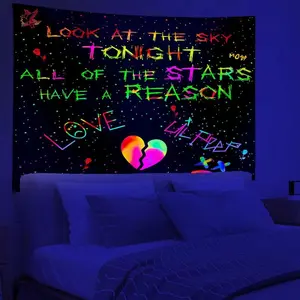 Blacklight Lil Peep Tapestry, Black Light Posters for Bedroom,  Shopping Rapper UV Flag (60 x 50 Inches) Tapestry