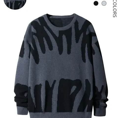 Halloween Costumes, Men's Graphic Drop Shoulder Sweater, Fashion Regular Fit Crew Neck Jumper, Men's Knit Top for Spring Fall Winter, Casual, Lazy School Outfit 2226