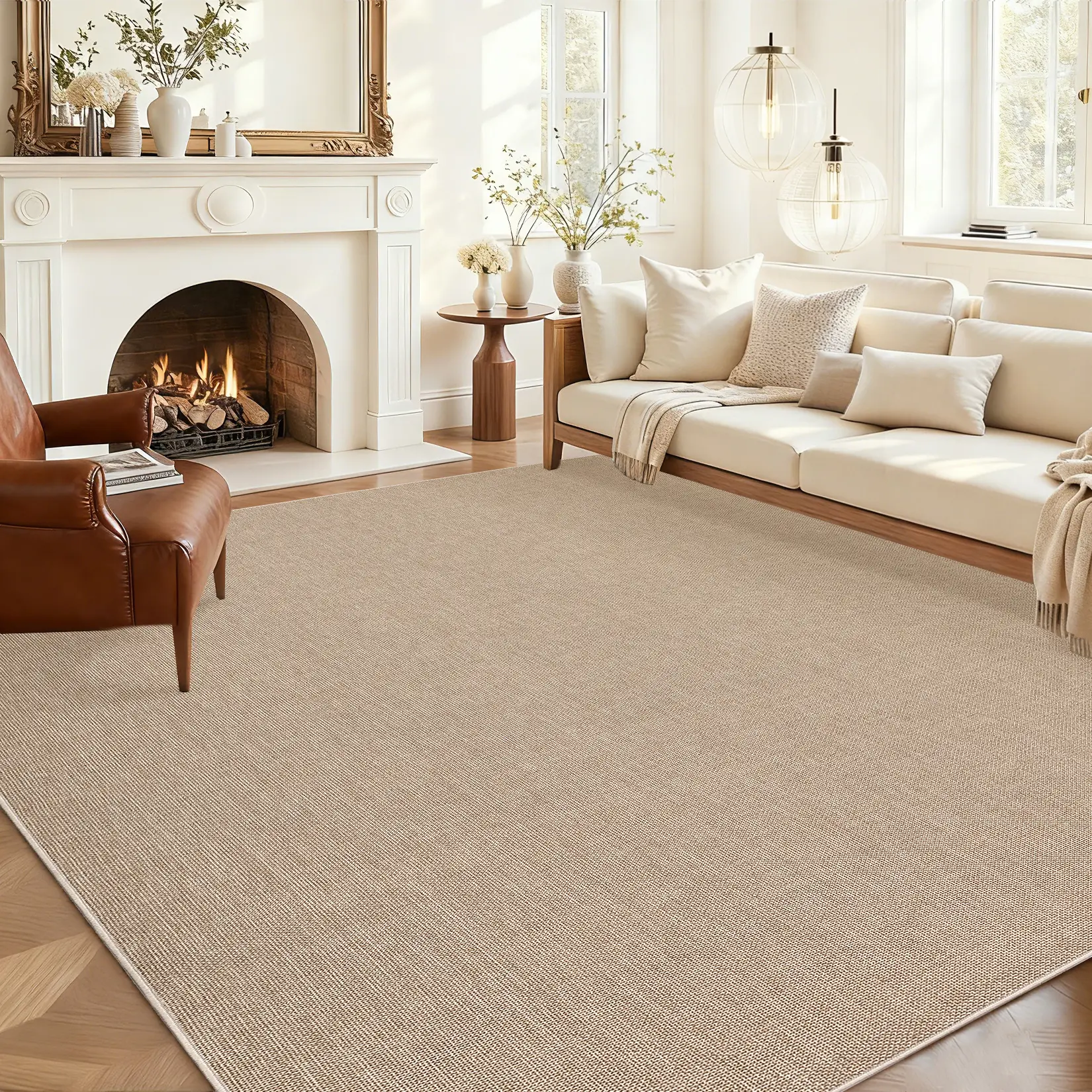 Garvee Washable rug Low-pile Non-shedding Neutral Solid Color Printed Carpet Ultra-thin and Foldable for Bedrooms Living Rooms Children's Rooms Laundry Rooms and Entryways