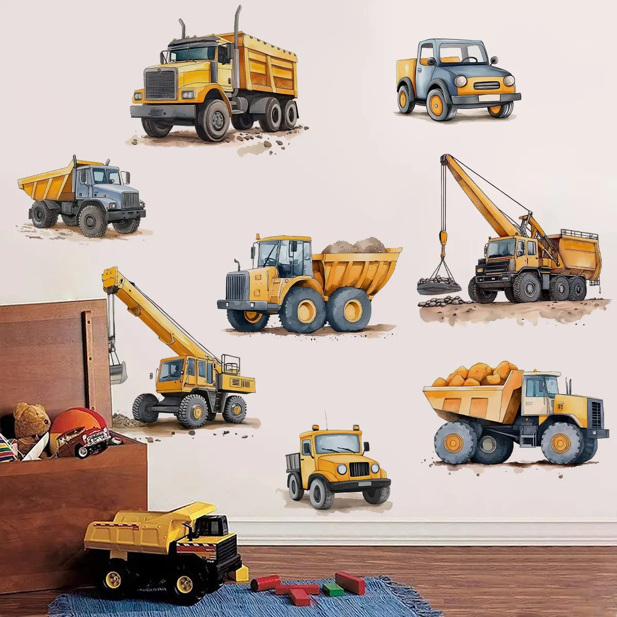 A creative construction vehicle decorative wall sticker Wall Decal for home background with interesting decoration, size 30*60cm, M12033