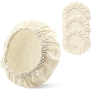4 Piece Reusable Sourdough Jar Cover Linen Cloth Bowl Covers Sourdough Starter Jar Cover Unbleached Elastic Sourdoughes Starter Container Washable Container Lid 3-4 Inch Jars Mouth Leak Proof Lids Kitchen outdoorfun