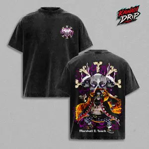 Marshall D. Teach Blackbeard One Piecee Shirt | Yonko Blackbeard Pirate Graphic Tee | Vintage Washed Anime Streetwear T-Shirt & Hoodie | Blackbeard Back Print Manga Streetwear Top | Anime Lover Crewneck | Soft Cotton Streetwear Clothes