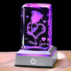 3D Rose Crystal Multicolor ,I Love You Decolamp,Perfect Mothers Day Gifts for Mom Mother My Girlfriend Wife Her,Unique Valentines Anniversary Birthday Presents Ideas