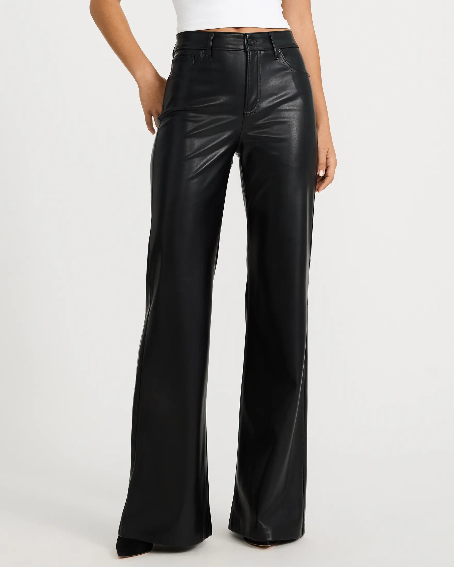 Express Faux Leather High Waisted Flare Trouser