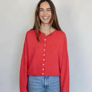 Fire Cracker Cardigan, Women’s red soft casual button down sweater