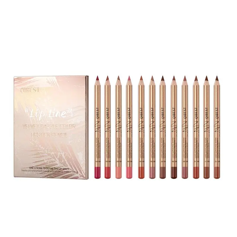 Long Lasting Lip Liner Set, 12pcs/set Matte Lip Liner, Moisturizing & Easy Coloring Lip Liner Pen, Suitable for All Occasions Makeup
