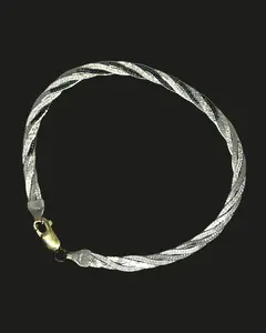 Vintage 14K White Gold Weave Bracelet