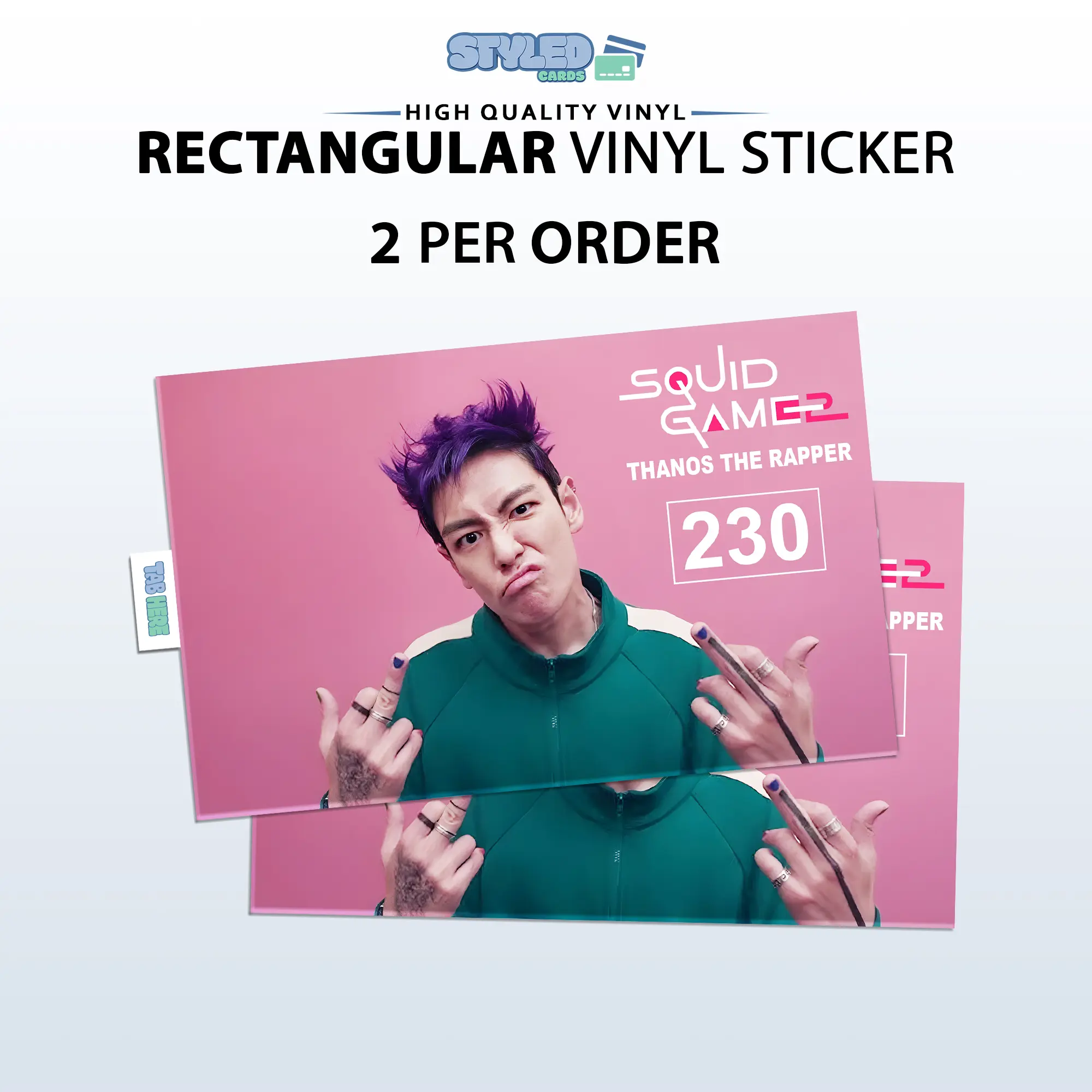 squid games top rectangle vinyl sticker high quality vinyl