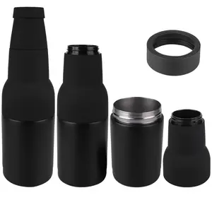 Beer Bottle Cooler, Can Cooler, 3-in-1 Beer Keeper Bottle, Beer Coozies for Bottles and Cans with Bottle Opener, 12oz Slim Can Beer Bottle Insulators Holder, Double Wall Stainless Steel Insulated Can Cooler for Cans & Beer Bottle