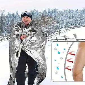 Outdoor Portable Silver Color Emergency Blanket, Survival Insulation Blanket, Pet Rescue Blanket, Essential Outdoor Gear