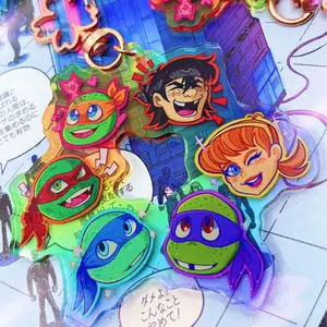 2012 TMNT TURTLE POWER Teenage Mutant Ninja Turtle Keychain Charm