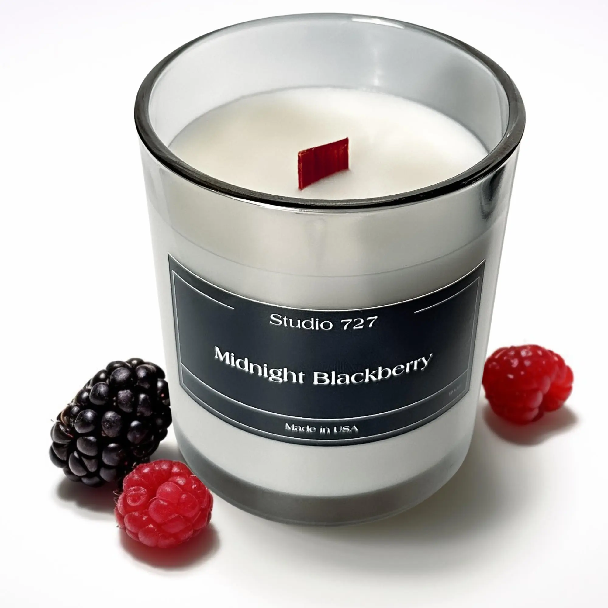 Studio 727 Midnight Blackberry scented Candle | Lime, Orange, Blackberry, Raspberry, Champagne Soy Wax Candle for Home, office | Made in USA | Eco friendly 9 oz handmade candle |