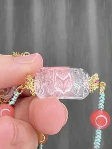 Blissful Crystals Clear Quartz and Yanyuan Agate Bracelet Charm for Women - Handcrafted Accessory with Natural Crystal Design, Suitable for Adults