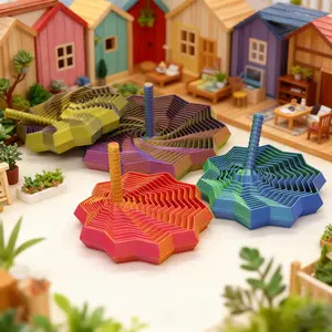 Expanded Sensory Fidget Star, Fidget Gadget, Expanded Sensory Stress Relief Star-Shaped 3D Printed Novelty Gyroscope, Octagonal Handle Fun Adult New Year Gift, Stress Relief Toy, Fun Design, Precision Craftsmanship, Random color gradient