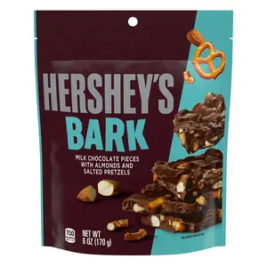Hershey's Bark Milk Chocolate Pieces with Almonds and salted Pretzels dessert