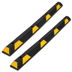Heavy-Duty Rubber Parking Curb Stopper – Extra Wide 72" Car Wheel Block for Garage, Driveway, and Commercial Parking Lot – High-Visibility, 4 Mounting Holes, Black/Yellow – 2 Pack  Heavy-Duty Rubber Parking Curb Stopper