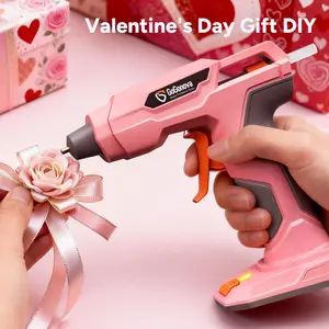 【Valentine's Day Gift DIY】GoGonova Glue Gun, 20s Fast Preheating Anti-drip Cordless Glue Gun, 2Ah USB-C Rechargeable with 25 Pcs Mini Glue Sticks, Smart Power-Off Tool Rubber Portable Handle
