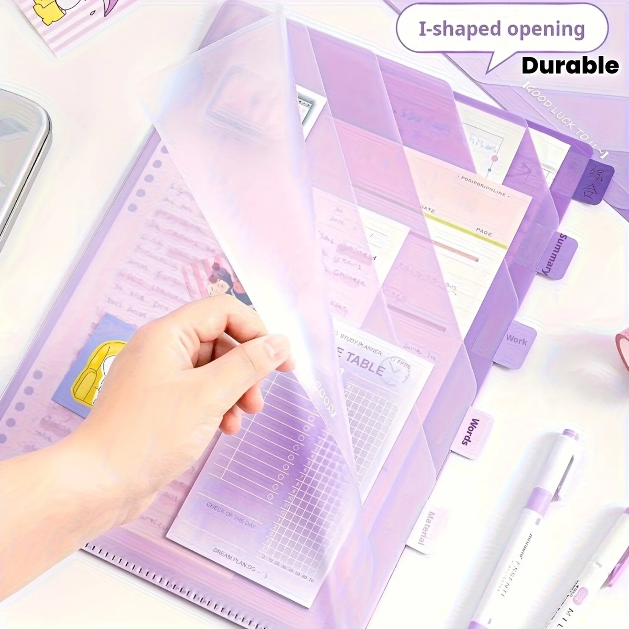 Green, Blue, And Purple 6-Layer Transparent L-Shaped Folder with a ...