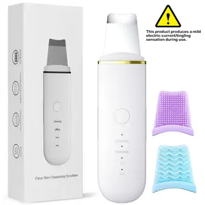 Rechargeable Ultrasonic Skin Scrubber, USB Rechargeable Facial Cleaner with High-frequency Vibration Massage, Facial Skin Care Tool for Women