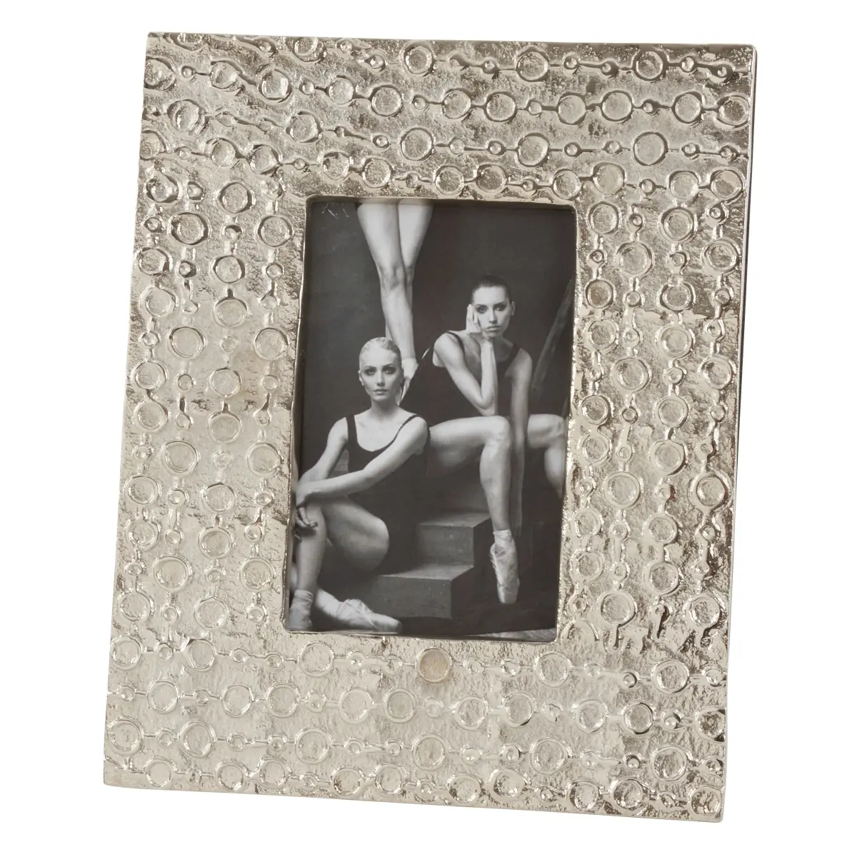 SARO Silver Picture Frame with Circular Finish Silver