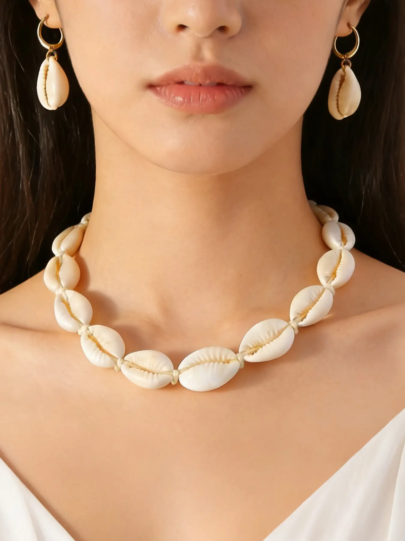Women's Necklace Earring Set, Necklaces Earrings Set, Fashionable Handmade Natural Shell Jewelry, Beach Vacation Style, Unique Women's Accessories