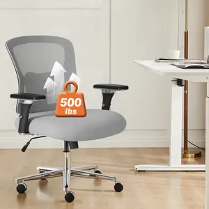 Big and Tall 500lbs Heavy-Duty Mesh Ergonomic Office Chair with Lumbar Support, 4D Armrests, Wide Comfy Seat, Office Chair Cushion, and Rolling Wheels for Adults