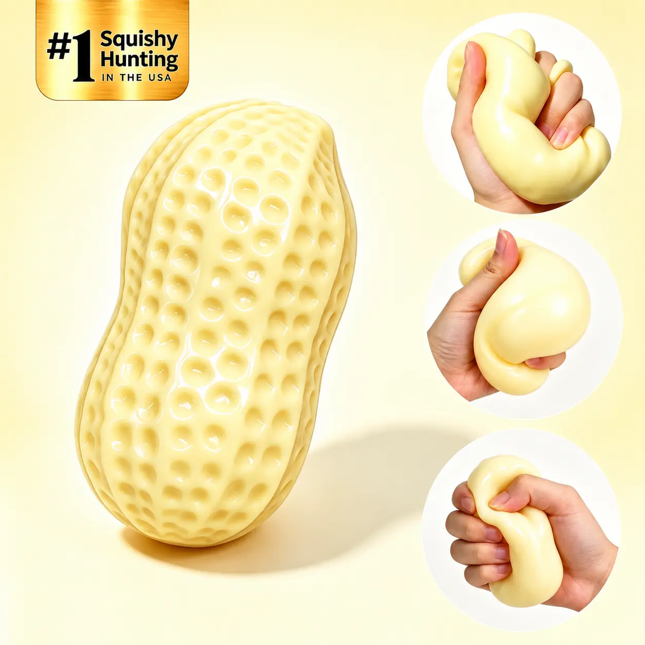 Filled Peanut Handmade Sticky Moldable Sensory Stress Reliever - Soft Viscous Texture Desk Toy, Squeeze Squishies for Sensory Play, Grown Ups' Stress Relief Toy