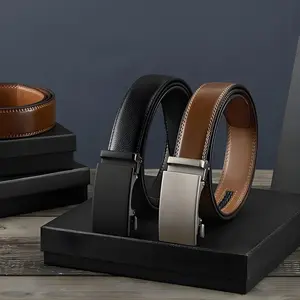 2 Pack Leather Belt For Men Dress and Casual with Adjustable Buckle, Trim to Fit.