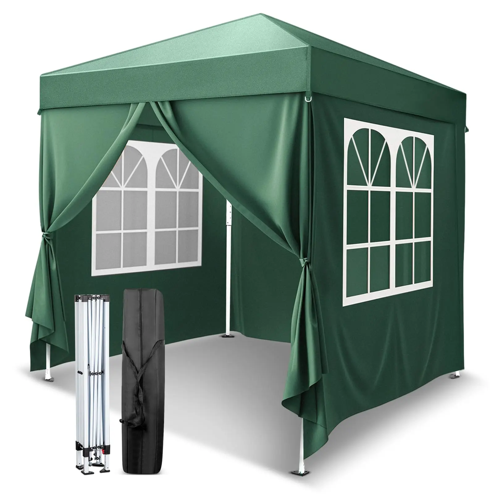 6.5x6.5 Pop Up Canopy Tent with Sidewalls, Outdoor Gazebo Canopy Tent, Patio Event Tents Outdoor Event Shelter for Parties (Green)