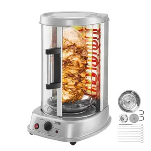 fathersdaygift VEVOR Shawarma Grill Machine, Vertical Chicken Shawarma Cooker Machine Countertop, Electric Stainless Steel Broiler Gyro Rotisserie Oven Doner Kebab Machine, for Home Restaurant Kitchen Parties