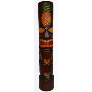 YOYOSO Hand Carved Beautiful 3 FT Pineapple Means Good Luck Welcome Tiki Totem Pole Statue