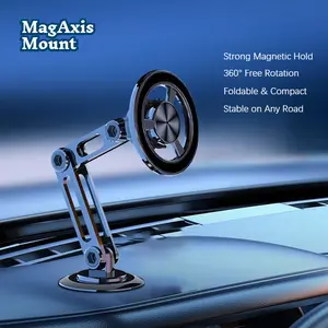 Magnetic Alloy Car Phone Holder, 360° Rotating Foldable Magsafe Mount for Easy Navigation & Calls, Compact Durable Dashboard Stand, Portable Aesthetic Car Accessories