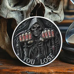 Memento Mori Coin Game Over Skull, Stoic Chip Reflection Gift