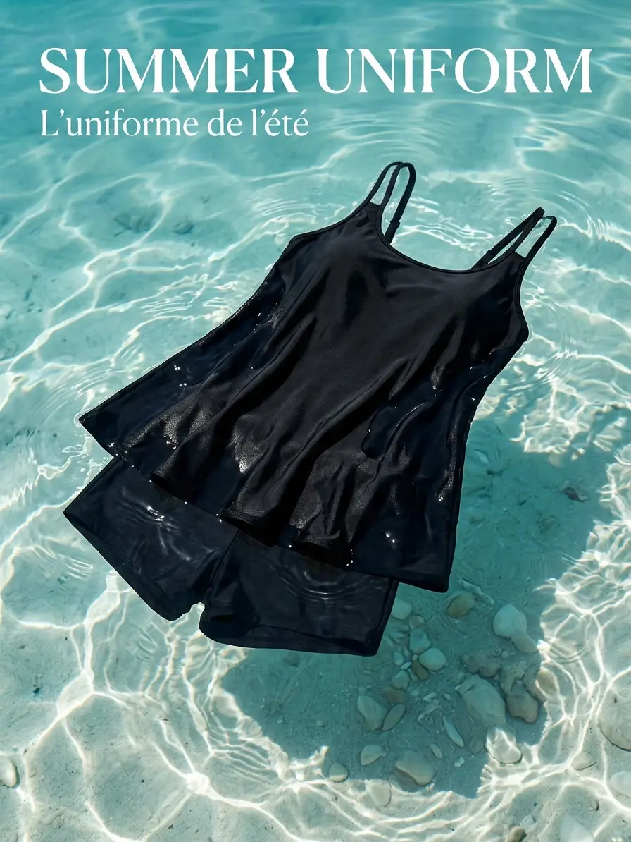 Women's swimming suit(S-XXL) Black bandeau swimming dress Quick-drying surfing suit Suitable for swimming pools and beaches
