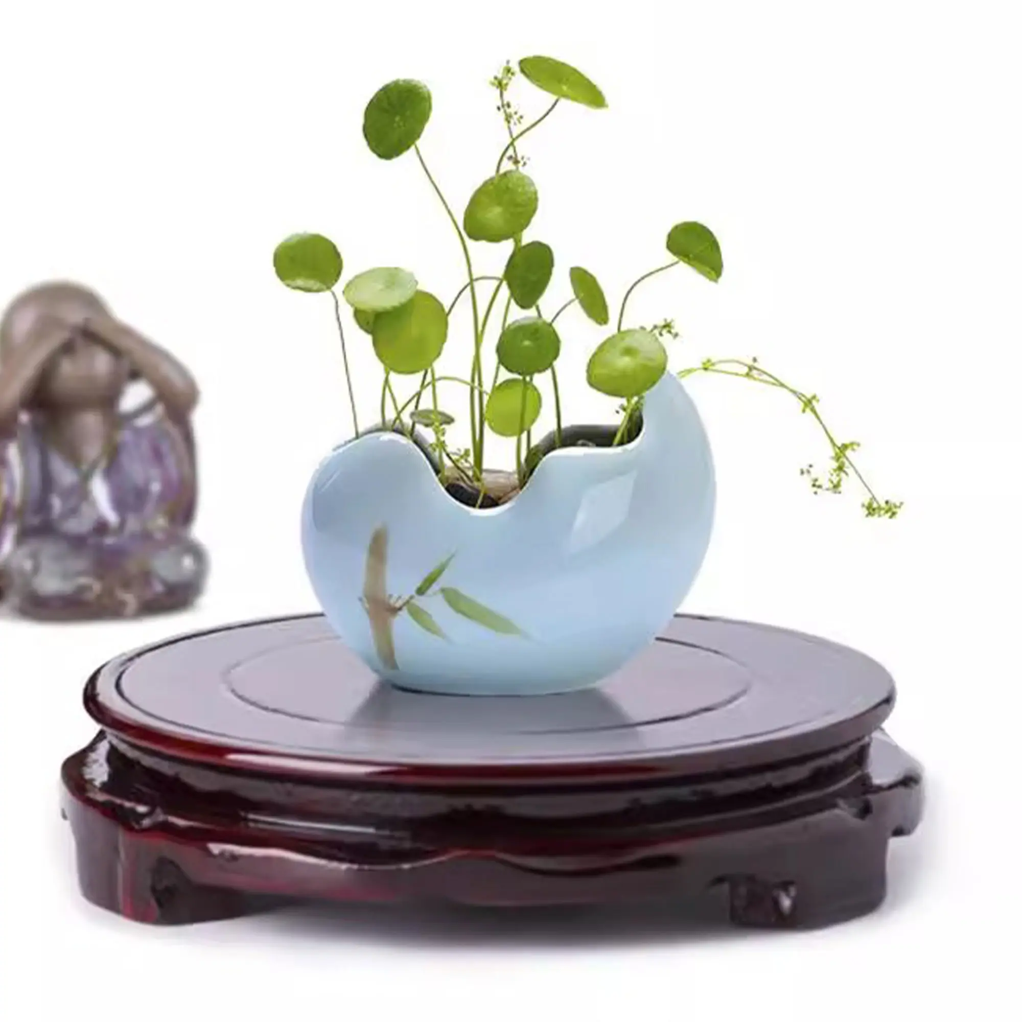360° Rotatable Wooden Plant Stands, Display Stands Indoor, Bonsai Rotating Turntable, Display Base, Swivel Display Pedestal Oriental Style Indoor Furniture Plant Stand Vase Stand Accessories Decor
