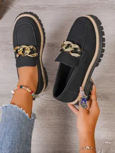 Women's Fashion Platform Wedge High Heel Loafers, PU Round Toe Casual Shoes with Bow Design, Retro Style Multi-Functional Slip on Flats, Casual wear shoe