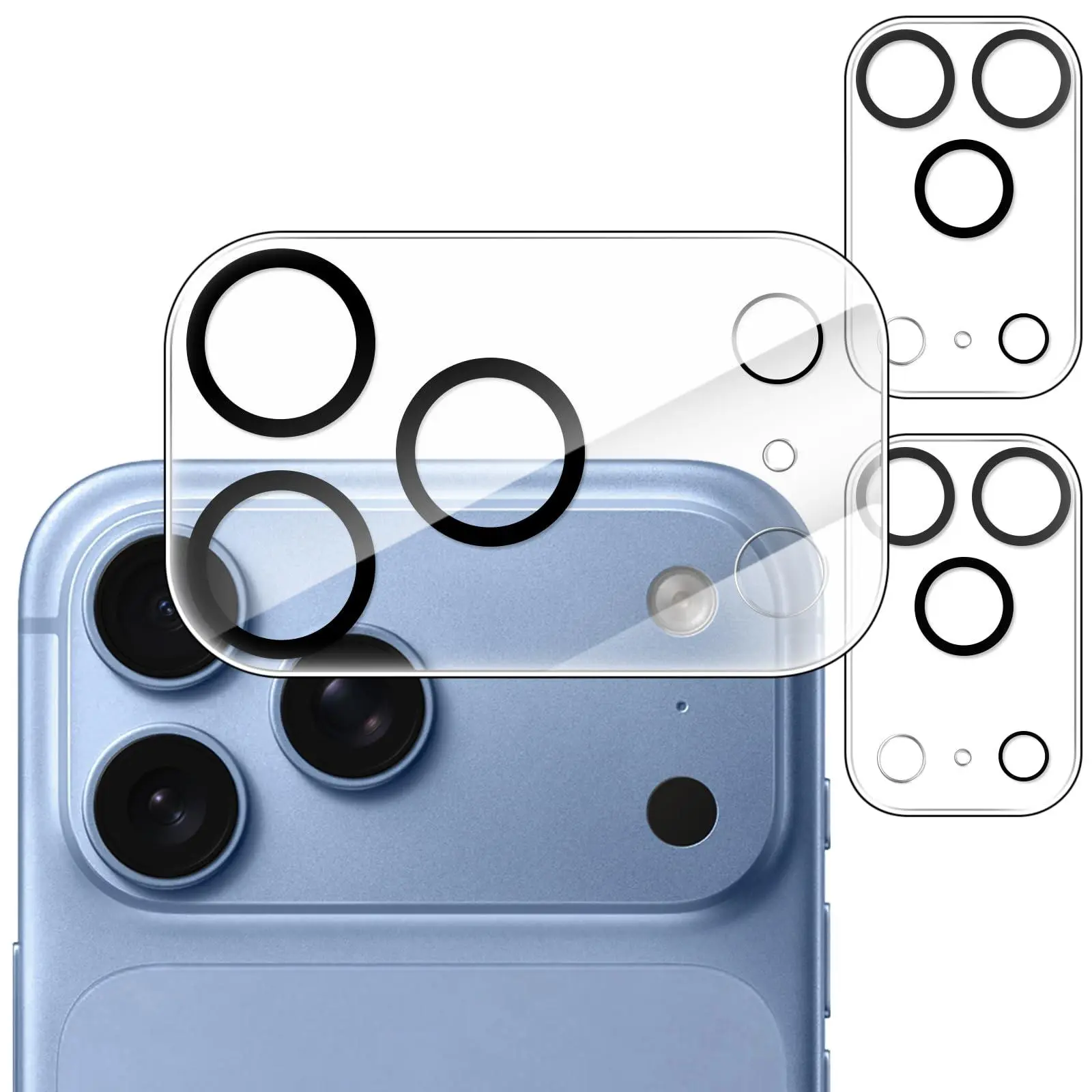 JETech Protective Camera Lens Cover for iPhone 18 Pro Series Smartphone/Cellphone Devices, 9H+ Tempered Glass, HD Clear, Scratch Resistant, Night Shot Compatible, Case Friendly, 3-Pack