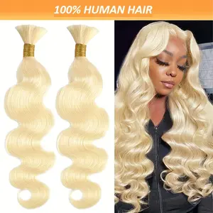 Hot Sell NEW Arrived 2 Bundles/Pack Natural 613 Blonde Body Wave Human Hair for Braiding - 20-28 Inch Unprocessed Curly Hair, Perfect for Boho Braids & Wet and Wavy Styles, Human Hair for Women, Daily Use