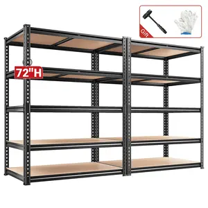 TryLazy 【2400LBS】2-Pack 4-Tier Heavy-Duty Garage Shelving Units Metal Shelves Storage Height Adjustable Versatile Utility Rack for Warehouse Organizing Pantry Kitchen Basement Shelf Organiser