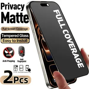2-Pack Matte Privacy Tempered Glass Screen Protector, Accessories, Full Coverage, Touch-Responsive, Compatible with iPhone 17 Pro Max/17 Pro/17 Air/17/16 Pro Max/16 Pro/16/15 Pro Max/14 Pro Max Series, Ultra-Thin Design