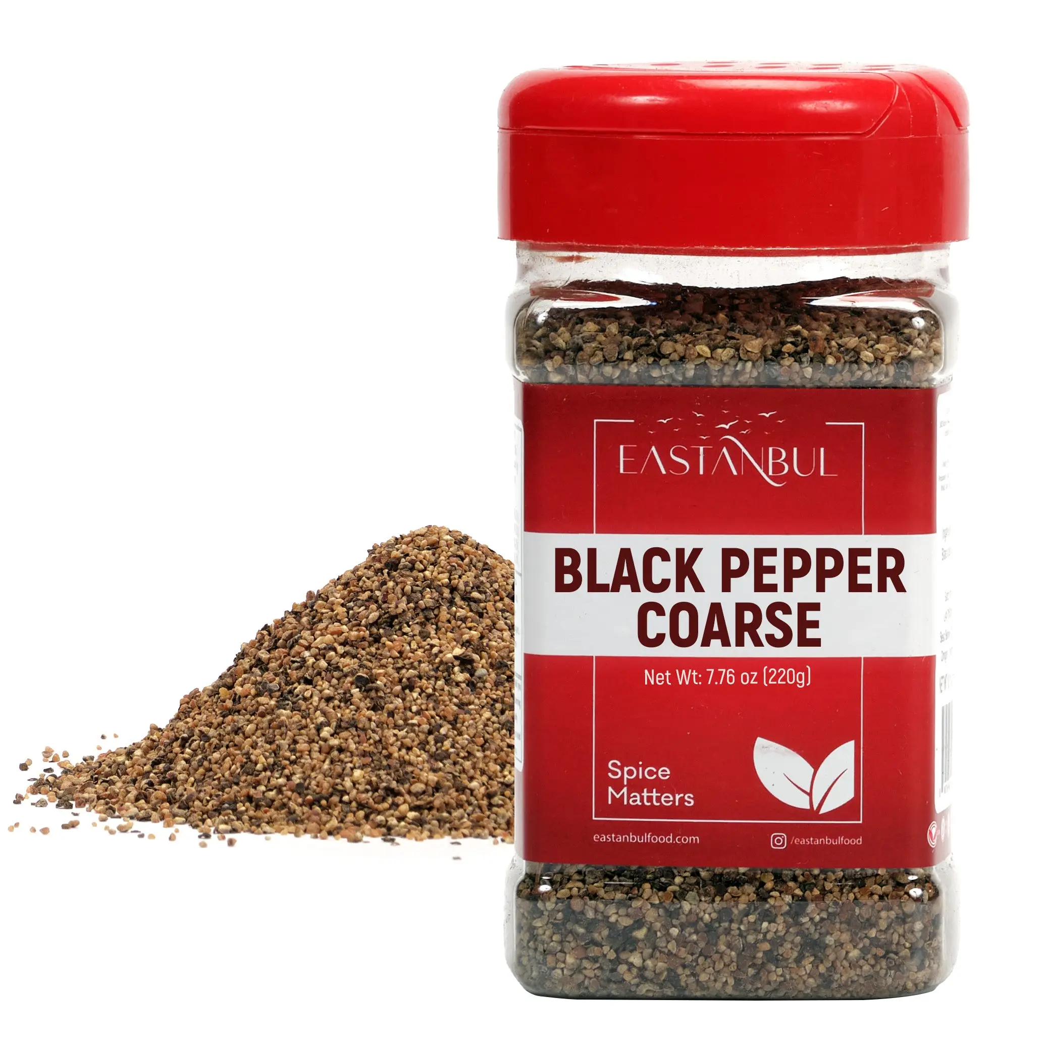 Eastanbul Coarse Black Pepper Ground 7.76oz Cracked Peppers 100% Natural Gluten-Free Vegan Spice for Dishes & Marinades
