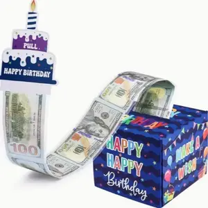 Birthday Money Box, 1 Set Birthday Cash Gift Box with Pull Out Birthday Card, Creative Birthday Gift for Friend & Family, Party Supplies