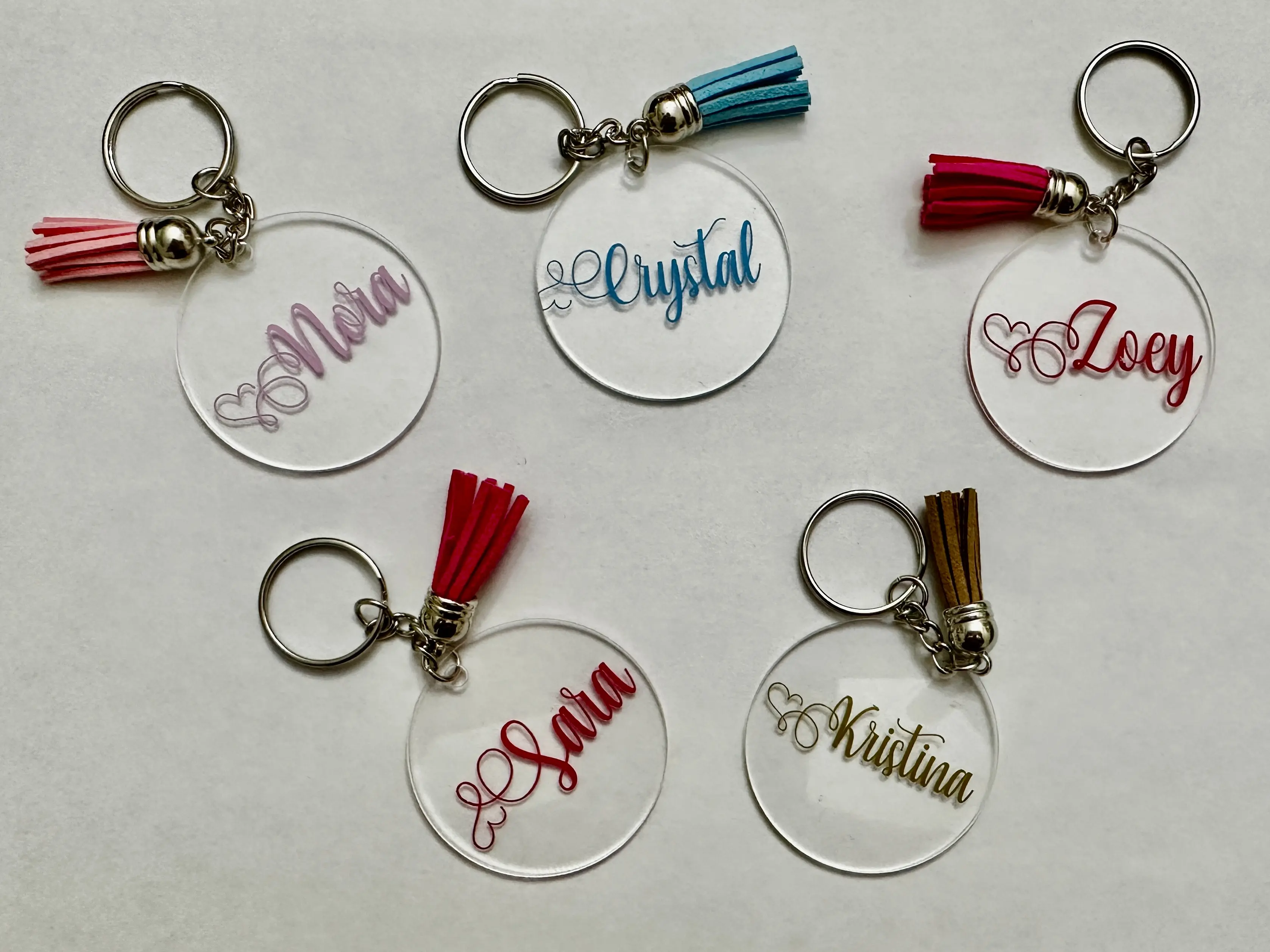 Personalized Clear Acrylic Key Chain - Custom Name with Unique Font Color & Tassel Option - Choose Your Style & Name