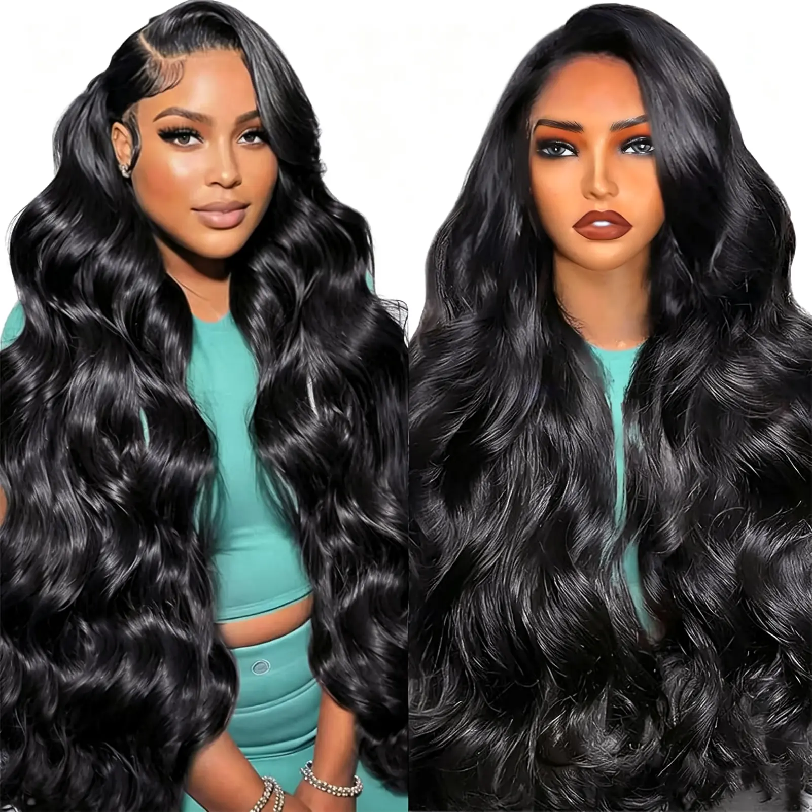 MIRELLE 13x6 Synthetic Natural Black Lace Front Wigs for Women HD Transparent Body Wave Lace Frontal Wig Pre-Plucked with Baby Hair Heat Resistant Fiber 30 Inches 220 Density #1B