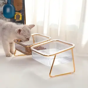 Durable Metal & Plastic Cat Dog Bowl Set, Feeder Kits, Easy Clean Separate Hygiene Feeding & Drinking Station, High-Heel Design, Dual-Layer Pet Food & Water Dish