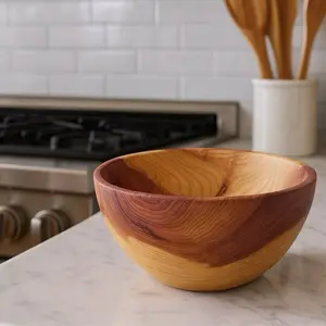 Hand Made Cedar Bowl - Natural Wood Finish for Kitchen Use - Eco-Friendly and Durable Design