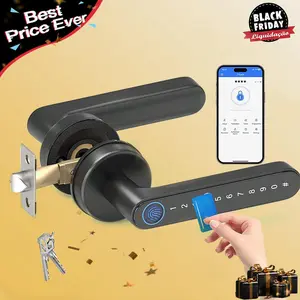 【Deals for You Days 】Smart Fingerprint Door Lock with App Control , 1 Count Keyless Entry Lock with Keypad Handle, Digital Electric Biometric Smart Door Lock for Bedroom/Front Door/Apartment,Keyless Entry Door Handle#SummerVibes