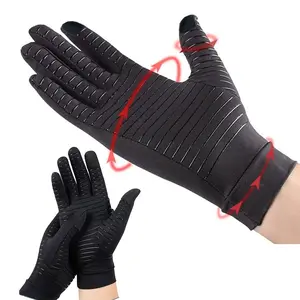 Copper Fiber Compression Gloves, Full Finger Anti-Slip Grip, Breathable & Moisture Wicking, Ideal for Typing & Sports, Hand Brace Wrap, Non Slip Gloves