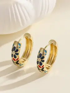 Women's Enamel Geometric Pattern Earrings, Elegant Copper Chain Design, All Season Jewelry Accessory for Women
